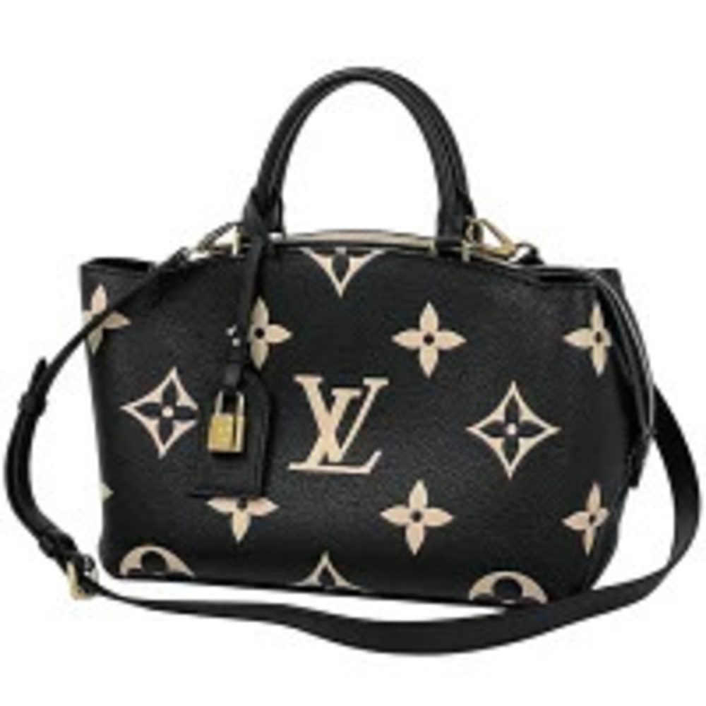 Louis Vuitton Palais Handbag Monogram Empreinte Noir Black Beige